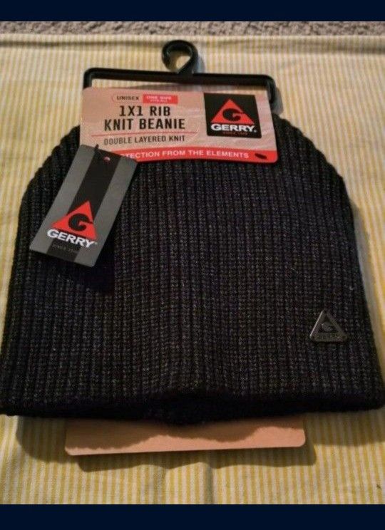GERRY Black 1 x 1 Rib Kit Beanie BRAND NEW LOW PRICE 