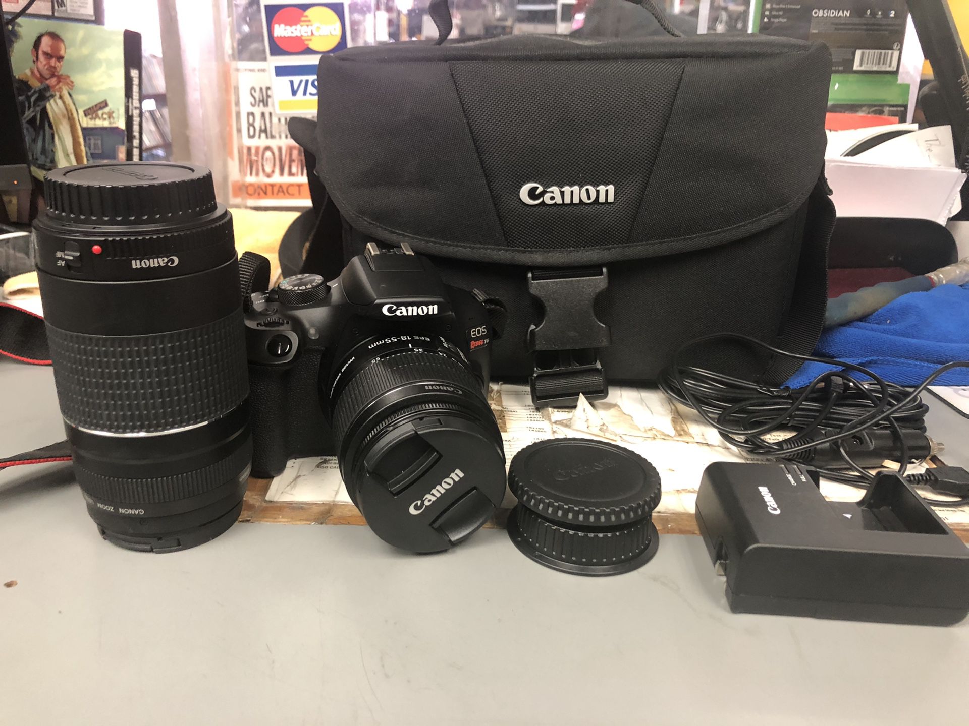 Camera , Electronics Canon T6 With 2 Lens & Charger w/ Case