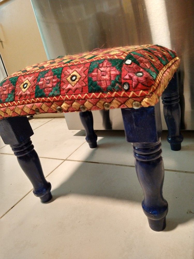 Colorful Embroidered Small Foot Stool