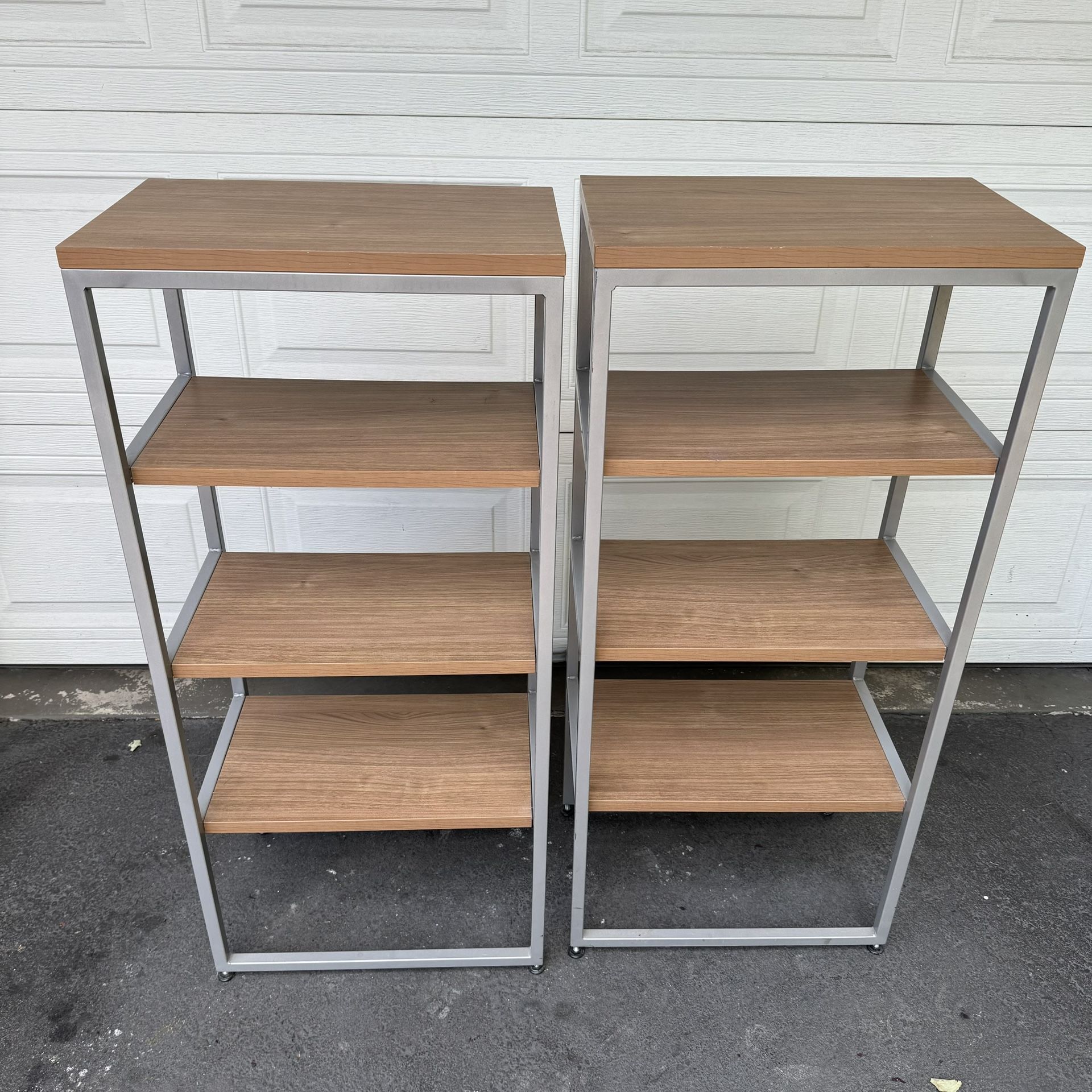 Each 43”x19”x12” - TWO (2) Metal & Wood MCM Mid Century Modern Bookcase Shelf Shelving Organizer Garage Office Storage Metal Wood