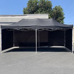 (Brand New) $205 Heavy-Duty 10x20 ft Canopy w/ 4 Sidewalls, Outdoor Patio Pop Up Tent Gazebo with Carry Bag, Black 