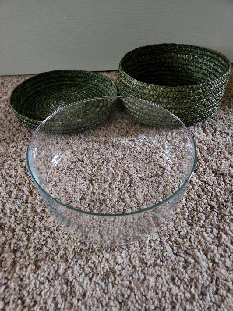 Backet Bowl With Lid And Glass Bowl Insert