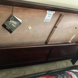 Solid Wooden Headboard And Queen Size Bed Frame For Sale