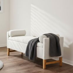 Bench Ottoman with Hidden Storage Brand New, Solid Wood Legs