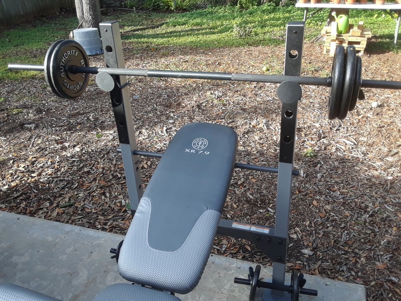 Gold s Gym XR 7.9 weight bench Sports Authority weights bar dumbbells. Fully adjustable. for Sale in Seminole FL OfferUp