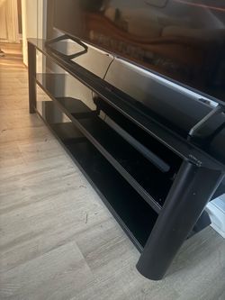 Black Glass TV Stand with Multiple Shelves