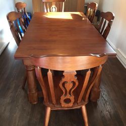 Wood Dining Table with 6 Chairs and 1 leaf