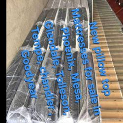 Pillow top plush mattresses new in plastic bags  

✅ 11 - 12 inch thickness 📏
✅ Free box spring included 
✅ Free delivery same day 
