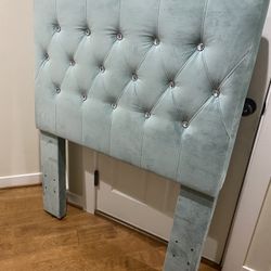 Twin Diamond Button Tufted Velvet Headboard