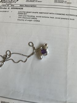 Heart Shaped Amethyst Earrings And Pendant With Chain