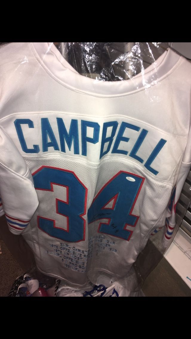 Houston Oilers Earl Campbell Signed Football Jersey