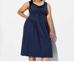 Navy Polka Dot Sleeveless Midi Dress