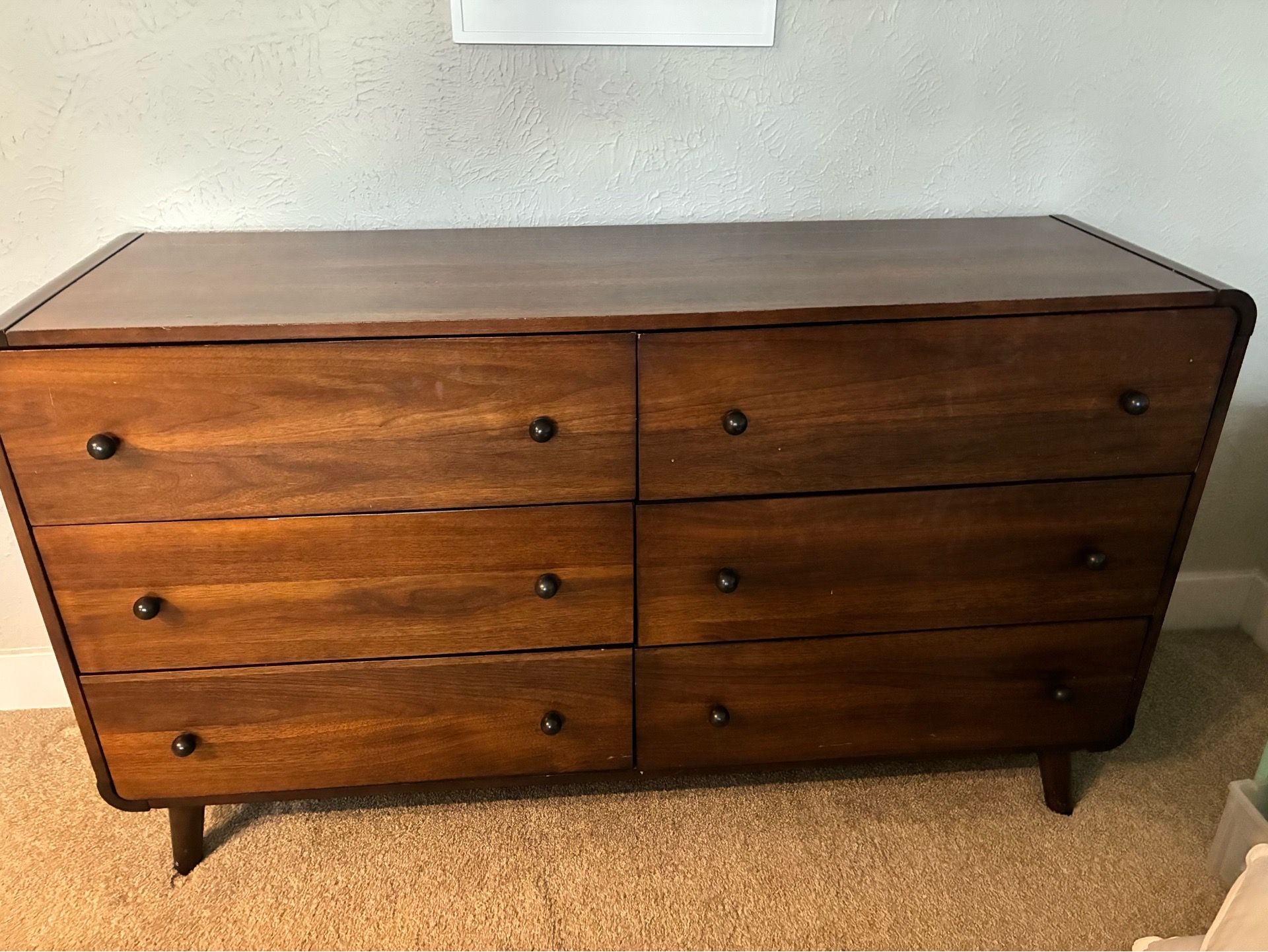 Solid Wood Mid Century Modern Dresser + Nightstand Set