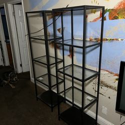 IKEA glass and metal shelves nice condition 50 bucks for both