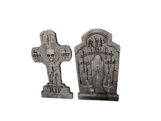 34" Spooky RIP Tombstone Halloween Yard Outdoor Decoration 2pcs
