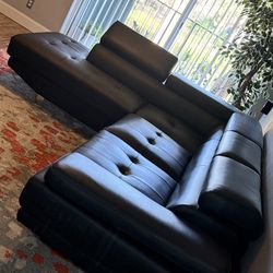 Black L-shaped sofa