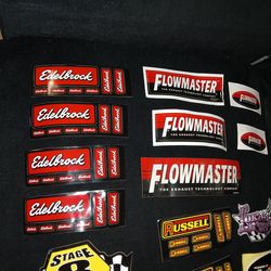 Edelbrock,Flowmaster,Stage 8,magnaflow,Russell Vintage stickers