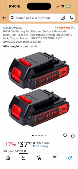 2 each new 20 volt Black & Decker