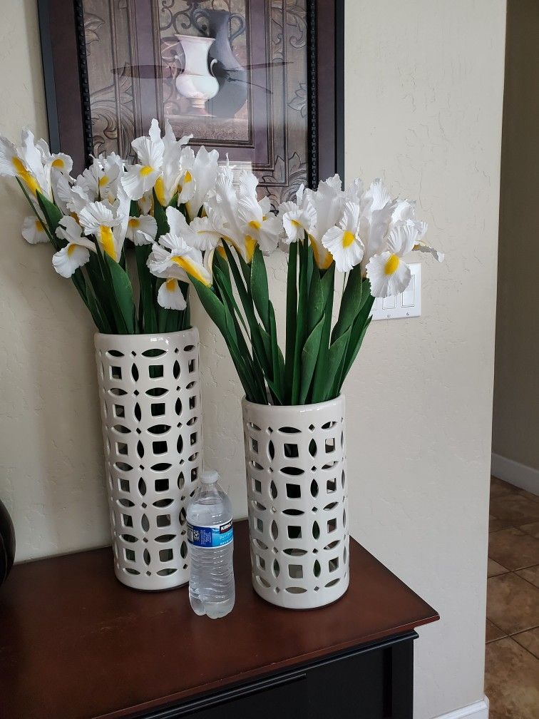 Candle Holders  Or Vases Set Of 2 Ceramic Heavy 