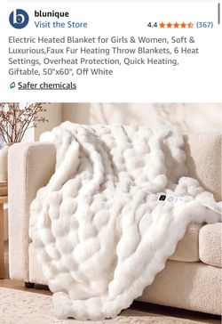 BLUNIQUE new electric faux fur heated blanket 50 X 60
