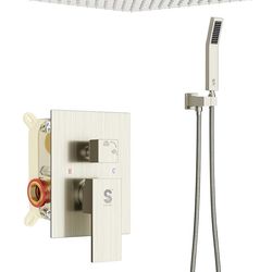 12-inch Brushed Nickel Rain Shower System with Handheld 2 Function