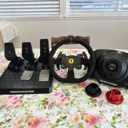 Thrustmaster TS-PC Racer + T3PM Pedals + Ferrari 599XX Wheel + 2 Quick Release Adapters– Complete Sim Racing Se