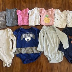 20+ Pc Toddler Girls 12 Mo Clothes- Dodgers, 7 For All Mankind, Carters, Jackets