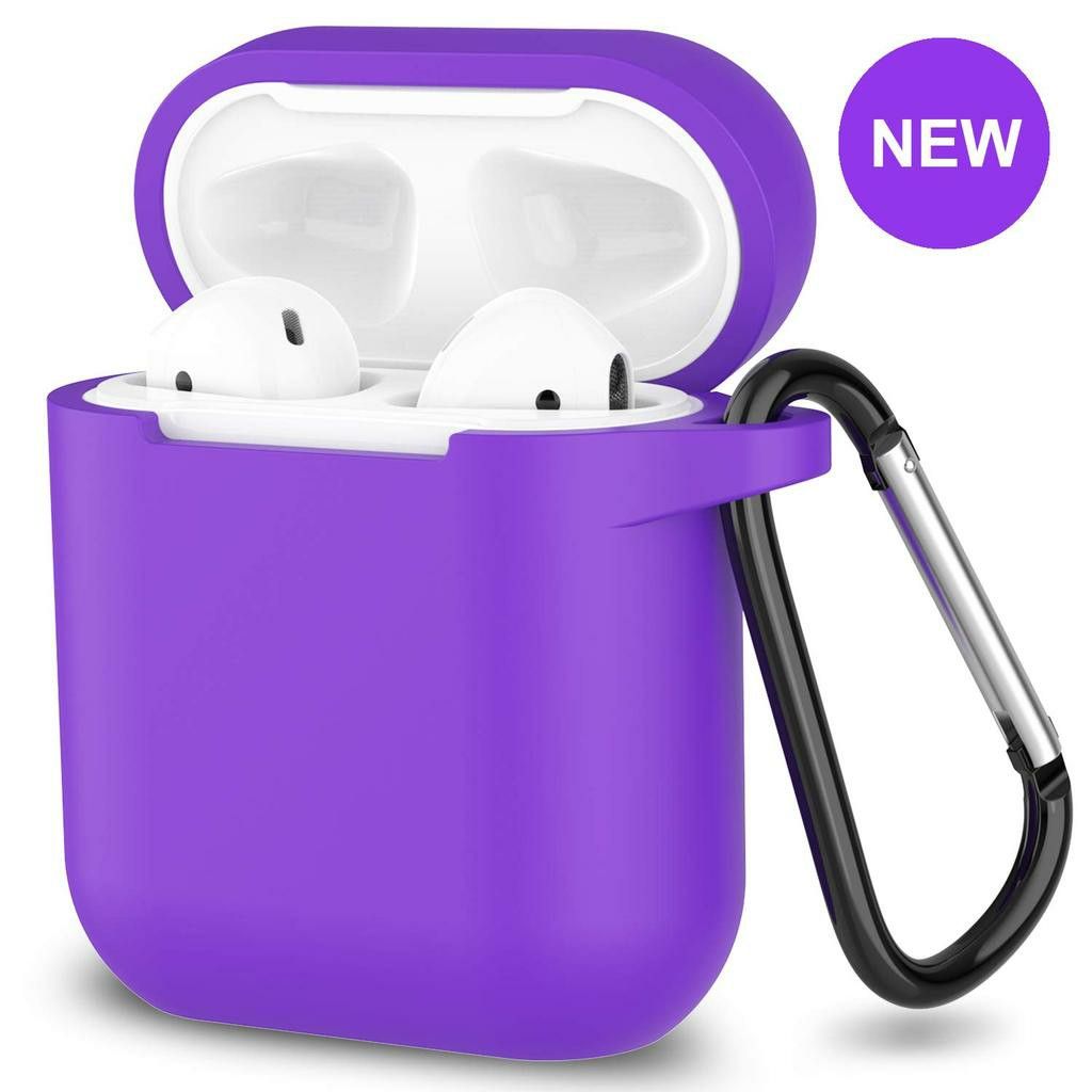 AirPods Silicone Case 1& 2 + Keychain Protective Case Color purple