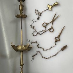 Antique Brass And Marble Lucerna Oil Lamp
