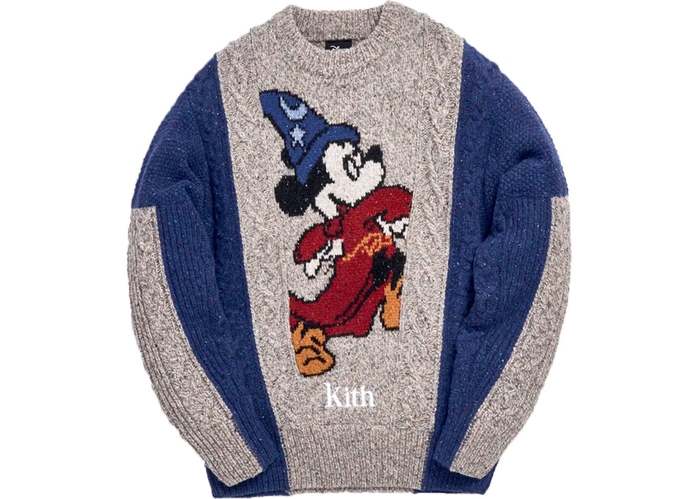 Kith For Disney Mickey Mouse Fantasia 40s Ryan Cable Knit Sweater Size Large