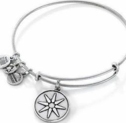 Alex & Ani Silver Tone Star of Venus Charm Bangle Bracelet