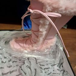Size 7 - Demonically Boots Camel 311 B Pink Vegan Leather 