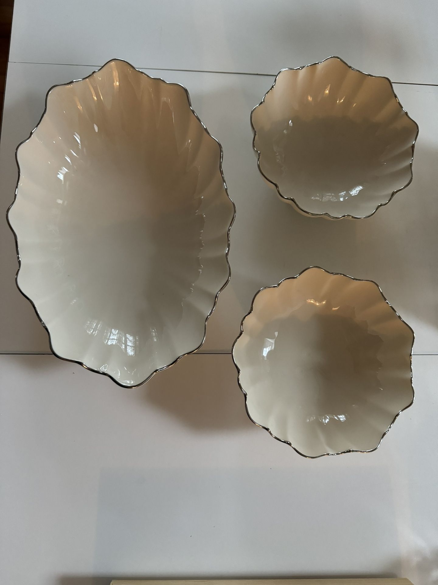 3 Piece Vintage Lenox scalloped symphony bowls