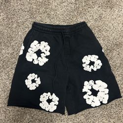 Black Denim Tear Shorts