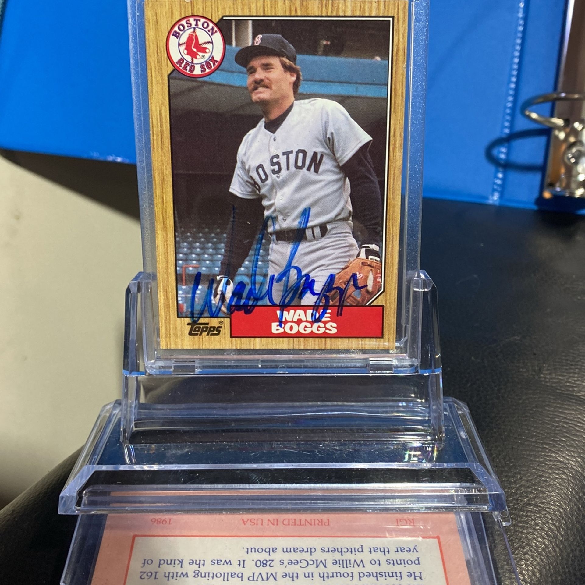 1987 Topps Wade Boggs Hand Signed In Person Card #150