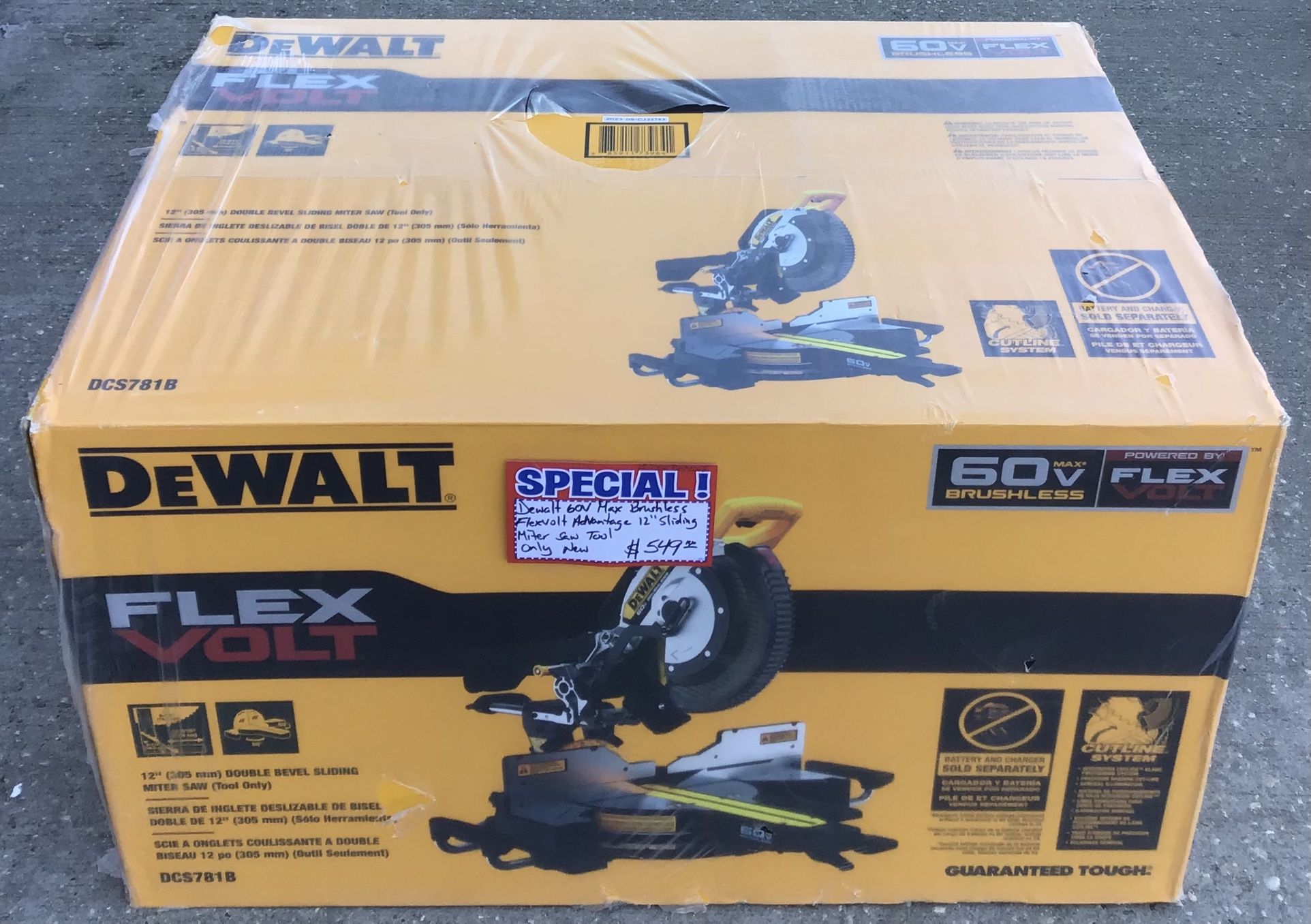 Dewalt 60V Max Brushless FlexVolt Advantage 12” Sliding Miter Saw Tool Only New
