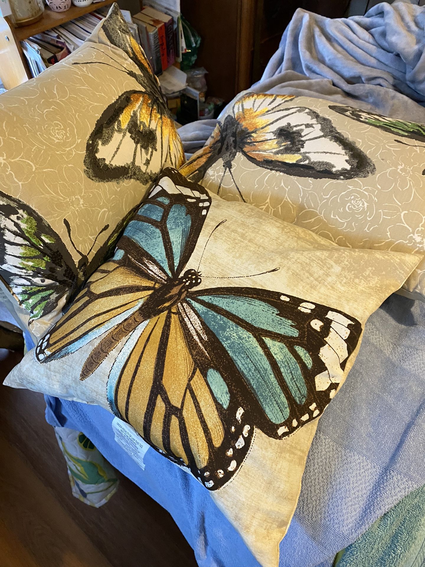 Three Brand New Beautiful Butterfly Pillows 