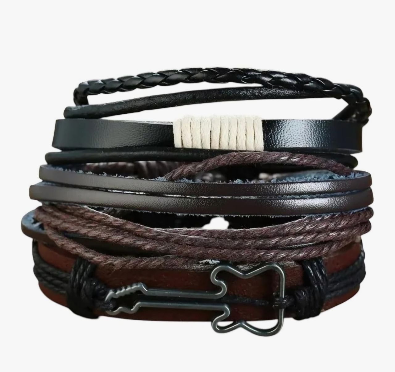 New 2026 4 In 1 Wrap Leather Bracelets For Men Vintage Rudder Charrm Wood Beads Ethnic Tribal Wristbands Jewelry Fashion Accessories Creative Gift
