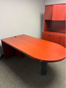 D-Shaped Executive Desk – Bourbon Cherry  - 72”