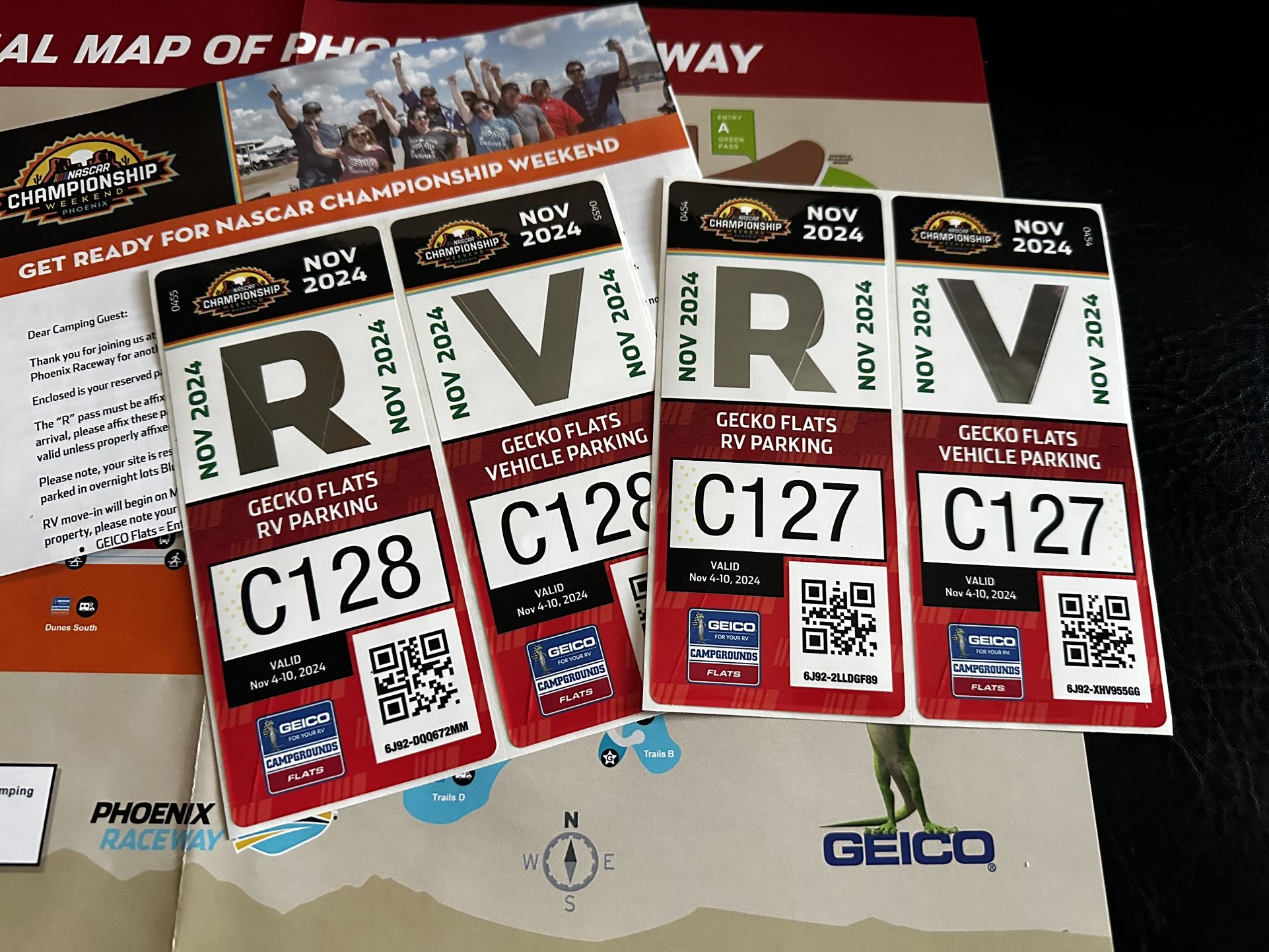 NASCAR Phoenix Championship Weekend RV passes (2) side by side at end of row