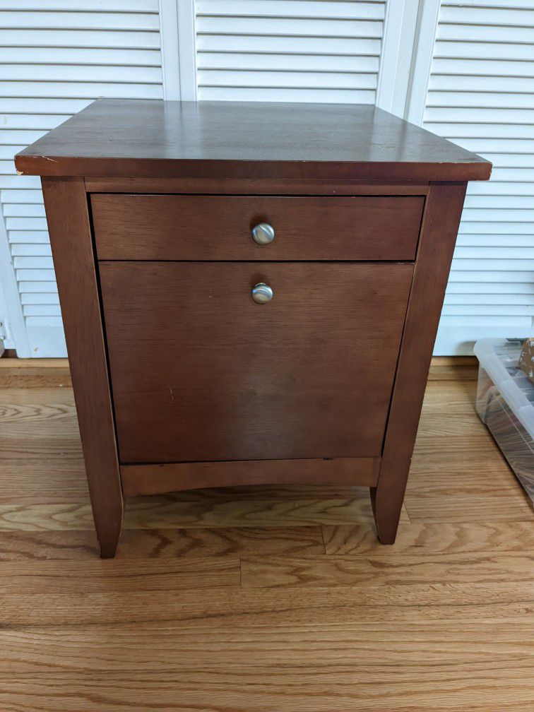 Wooden Side Table With File Drawer 