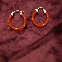Carnelian Hoops Earrings 