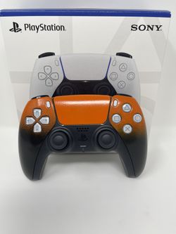 Custom Orange and Black Sony DualSense PlayStation 5 (PS5) Wireless Controller, Ships Now 🚚