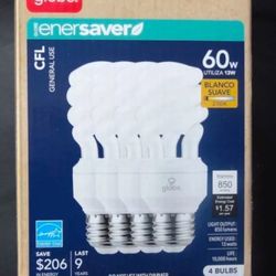 Globe EnerSaver 13W/60W CFL 2700k Bulbs Soft White (4 CFL Pack) 