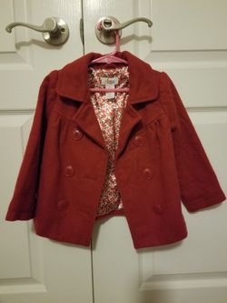 Girls 3T Red Arylic (Wool Like) Jacket/peacoat