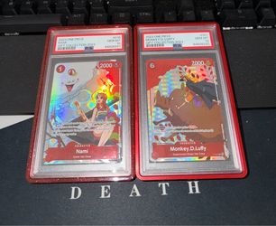 One Piece TCG Nami & Luffy Gift Collection Seq PSA 10 Graded Slab