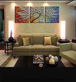 3D Flowers Abstract Canvas Painting with Texture