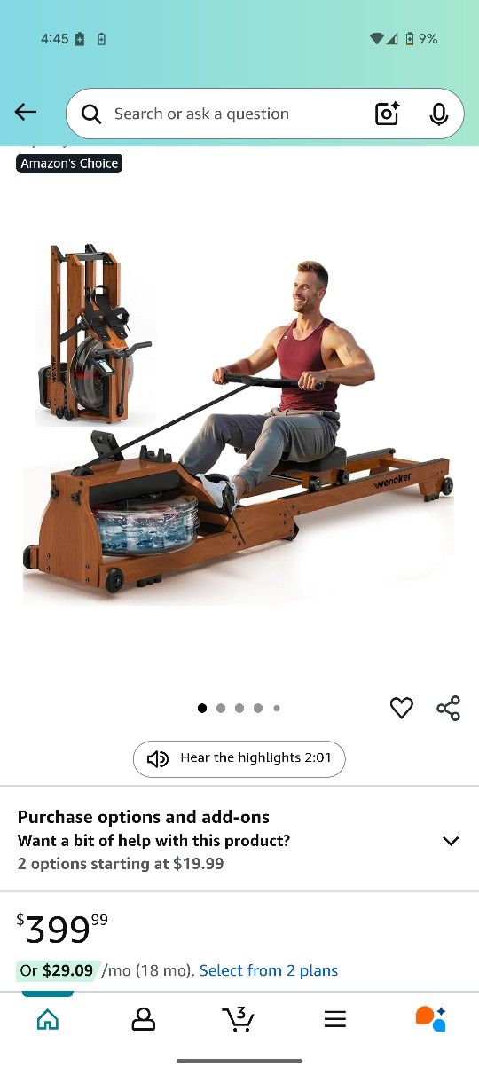 WENOKER Wooden Foldable Rower Machine