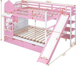 Pink And White Bunk Bed