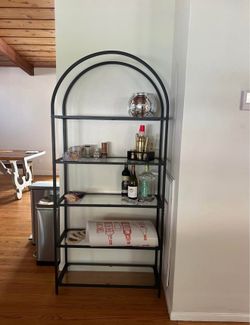 Modern Black Arch Bookshelf / Bar Cart / Display Shelf